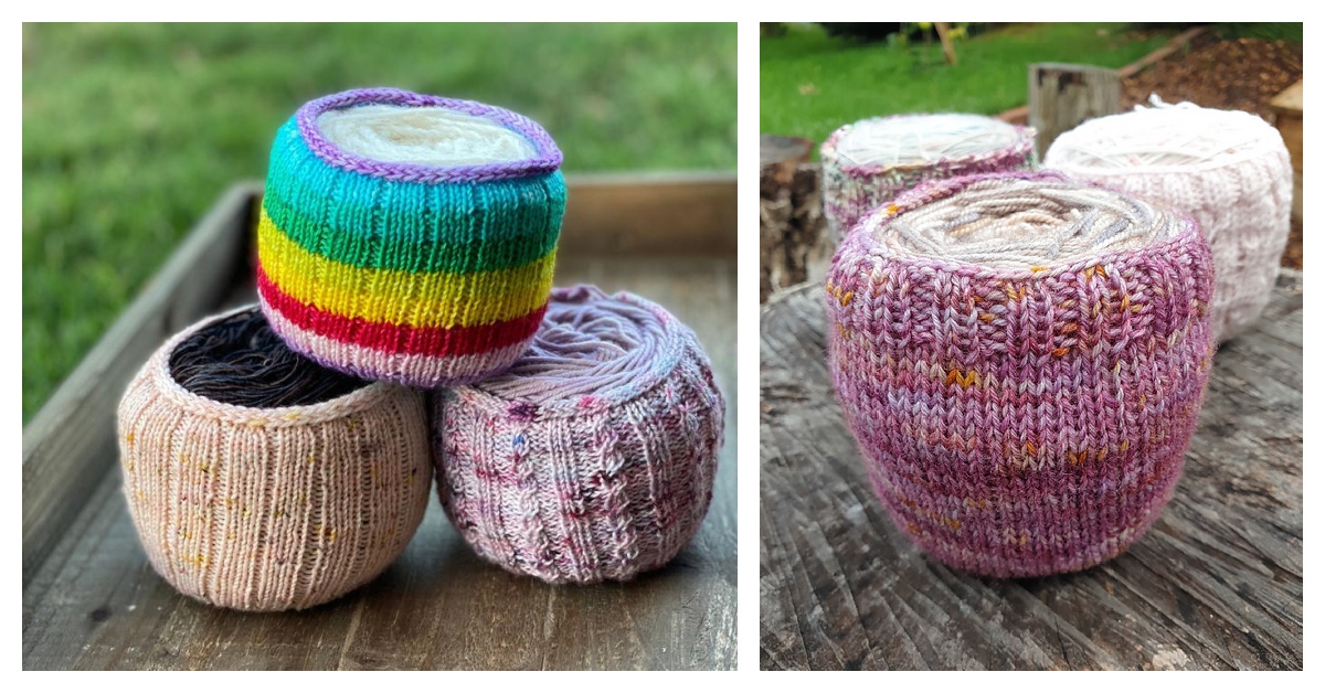 10 Yarn Cake Cozy Holder Free Knitting Pattern and Paid